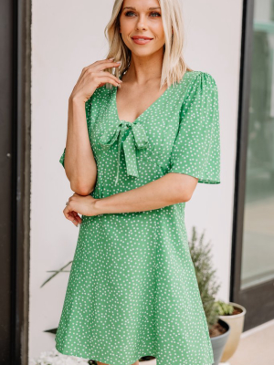 Stay With You Green Polka Dot Dress