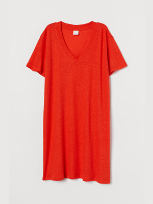 Linen-blend T-shirt Dress