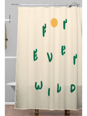 Phirst Forever Wild Cacti Shower Curtain Yellow - Deny Designs