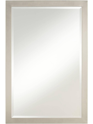 Possini Euro Design Metzeo 33" X 22" Brushed Nickel Wall Mirror