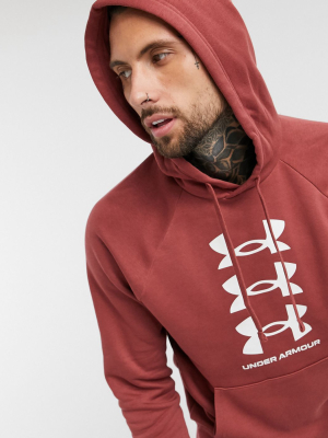 Under Armour Rival Triple Logo Hoodie In Red