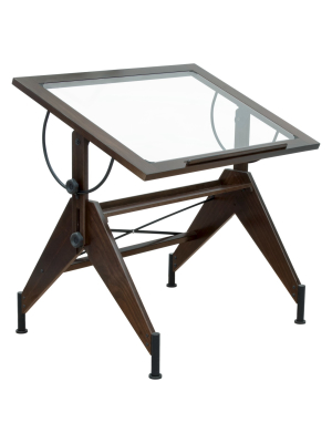 Aries Glass Top Table Dark - Walnut/black