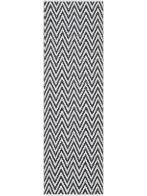 Montauk Chevron Black/ivory Runner Rug