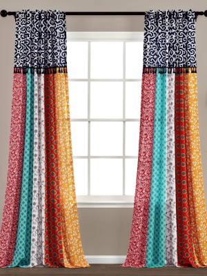 Set Of 2 Boho Patch Light Filtering Window Curtain Panels Orange - Lush Décor