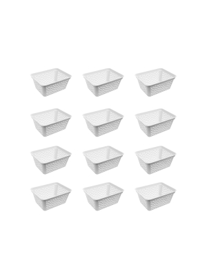 Ezy Storage Large Decorative Plastic Brickor Shelf Pantry Basket Bin (12 Pack)