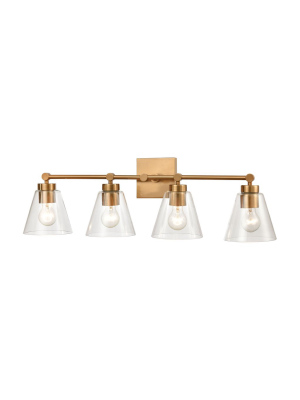 East Point 4-light Vanity Light In Satin Brass With Clear Glass