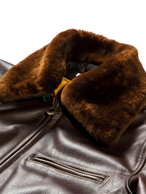 Varenne Fur Collar Leather Jacket - Brown