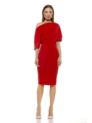 Olivia Draped One Shoulder Sheath Dress