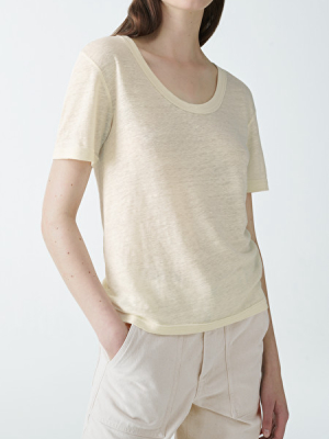 Linen T-shirt With Raw Edges