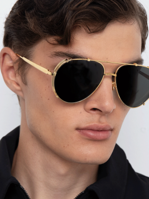 Newman Aviator Sunglasses In Yellow Gold