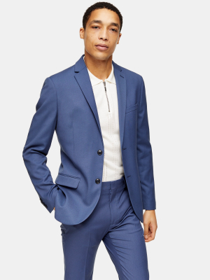 2 Piece Blue Skinny Fit Suit With Notch Lapels