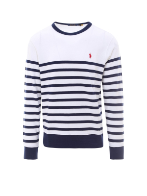 Polo Ralph Lauren Logo Embroidered Striped Sweatshirt