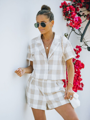 Iggy Cotton Gingham Collared Crop Top - Final Sale