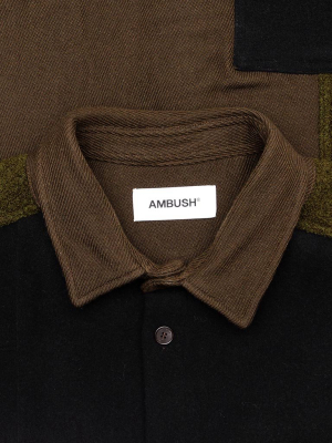 Ambush Woven Fleece Patchwork Shirt - Dark Green