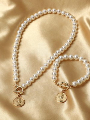 Boho Pearl Necklace & Bracelet