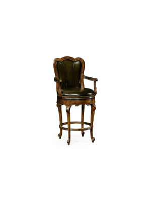 Revolving Barstool Green Leather (arm)