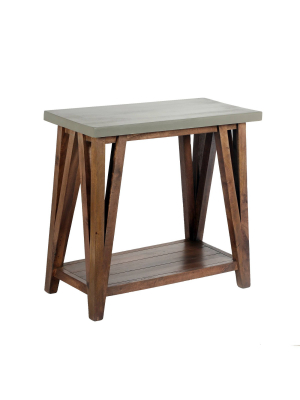 30" Brookside Console Media Table Concrete Coated Top And Wood Light Gray/brown - Alaterre Furniture