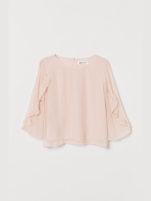 Flounce-sleeve Chiffon Blouse