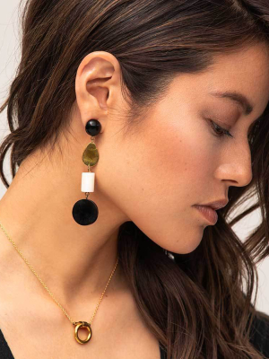Luo Mixed Material Dangle Earrings