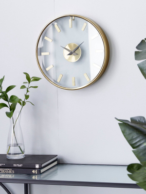 14" X 14" Round Aluminum Wall Clock With Transparent Face Gold - Olivia & May