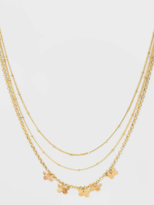 Butterfly Three Layer Necklace - Wild Fable™ Gold
