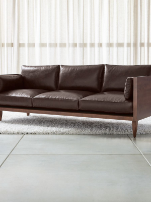Sherwood Leather 3-seat Exposed Wood Frame Sofa
