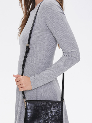 Faux Croc Leather Crossbody Bag