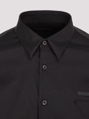 Prada Buttoned Logo Patch Shirt