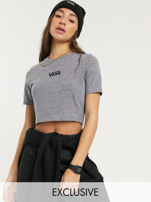 Vans Drop V Cropped T-shirt In Gray Exclusive At Asos