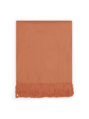 The Burnt Orange Fringed Throw Blanket