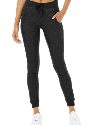 High-waist Moto Puffer Pant - Black