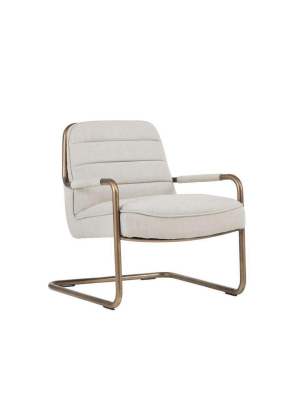 Lincoln Lounge Chair - Rustic Bronze - Beige Linen Fabric