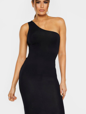 Tall Black One Shoulder Jersey Mini Dress