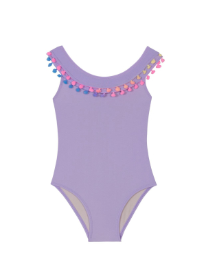 Lavender Pom Pom Baby One Piece (final Sale).