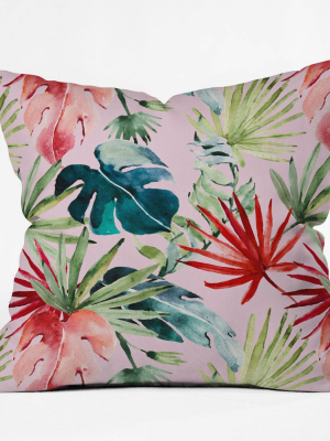 Marta Barragan Camarasa Colorful Tropical Paradise Square Throw Pillow Pink - Deny Designs