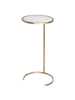 Round Cigar Table In Gold Leaf With Antique Mirror Top