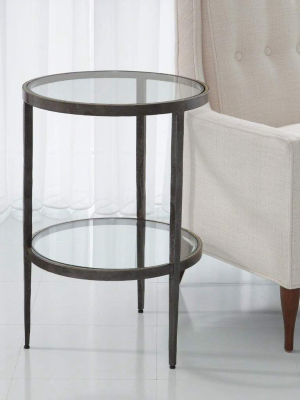 Global Views Laforge Two Tier Side Table Braised Brass