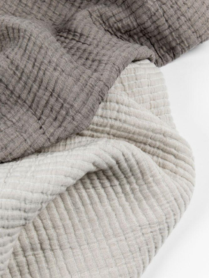 Cashmere Cotton Bedspread Monte - Grey / Chalk