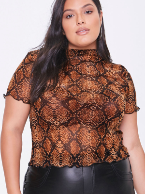 Plus Size Mesh Snakeskin Tee