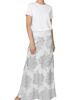 Silk Metallic Flower Skirt