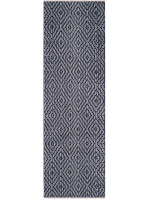 Montauk Diamond Navy/ivory Runner Rug