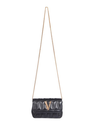 Versace Barocco V Plaque Qulited Crossbody Bag