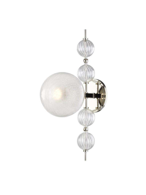 Calypso 1 Light Wall Sconce Polished Nickel