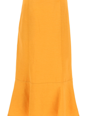 Jil Sander Flounce Detail Midi Skirt