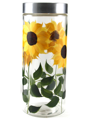 Grant Howard 39517 72 Ounce X Large Hand Painted Sunflower Round Storage Jar