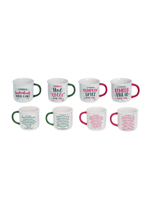 Transpac Dolomite 5 In. White Christmas Recipe Mug Set Of 4