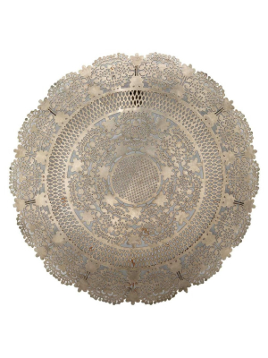 Penelope Lace Wall Art Medallion In Antique Silver