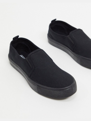 Asos Design Dotty Slip On Sneakers In Black