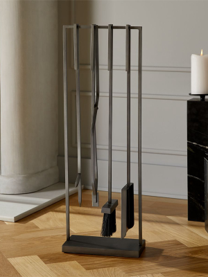 4-piece Bend Raw Steel Standing Fireplace Tool Set