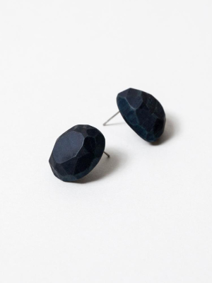 Wooden Gem Earrings - Indigo